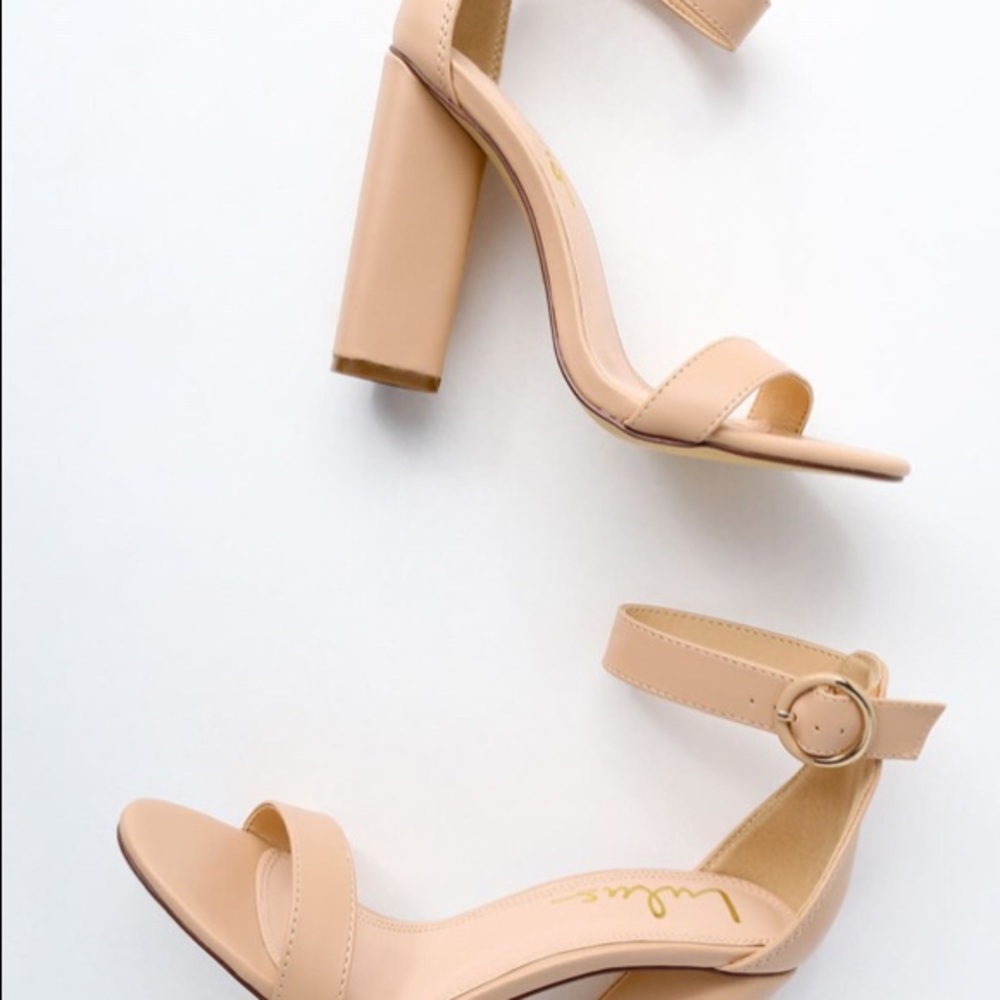 Brand New! Lulus Kamali Nude Ankle Strap Heels